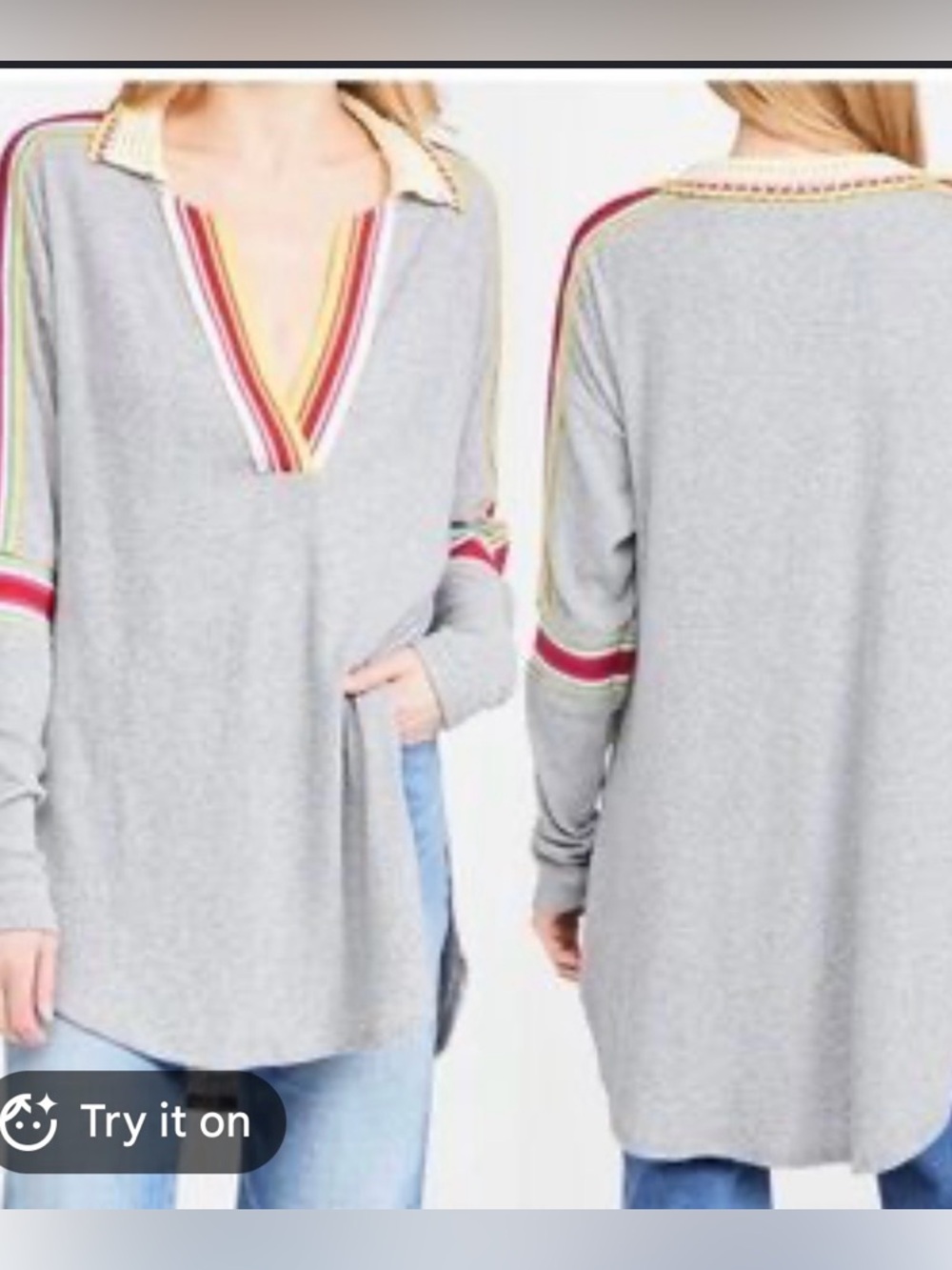 Free People "Feeling Magical" Ribbed  Knit Top Oversized XS